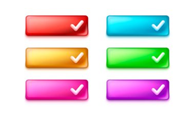 Renk düğmesi kabul edildi, onay düğmesi simgesi. Vektör