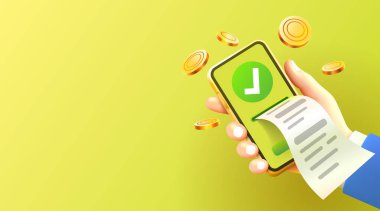 Akıllı telefon servisini, mobil ödeme satışını, pankartı kontrol et. Vektör