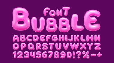 Sakız fontu, fırça şekeri. İngiliz alfabesi ve sayı işaretleri. Vektör