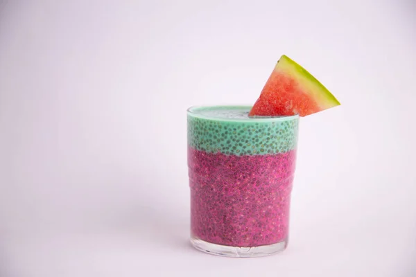 Glas Chia Pudding Mit Wassermelonengeschmack — Stockfoto