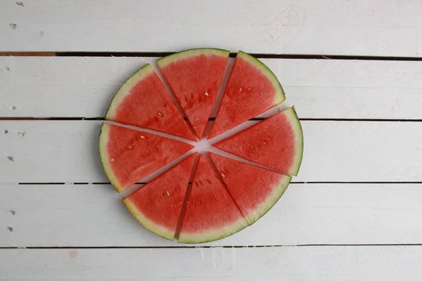 Läcker Vattenmelon Skuren Trianglar — Stockfoto