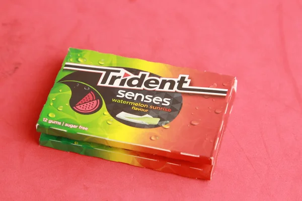 Saragossa Spain May 2019 Package Chewing Gum Brand Tridetn Senses — Stock Photo, Image