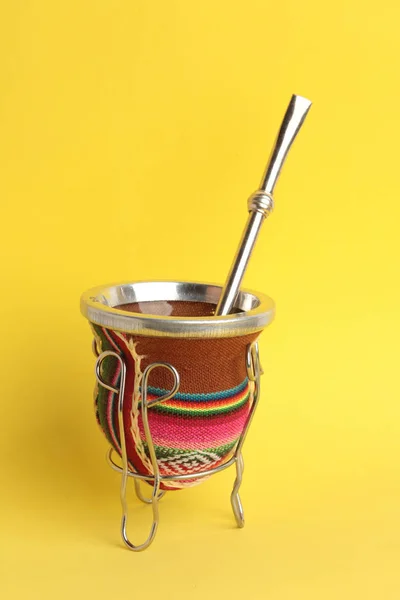 Traditionnel Yerba Mate Bol Thé Populaire Amérique Latine — Photo