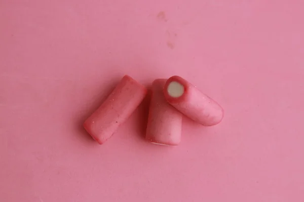 粉红色和白色果冻甘草 — 图库照片