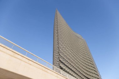 Zaragoza, İspanya 23 Ocak 2019: Zaragoza şehrindeki su kulesi binası