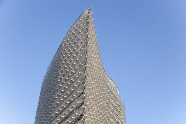 Zaragoza, İspanya 23 Ocak 2019: Zaragoza şehrindeki su kulesi binası