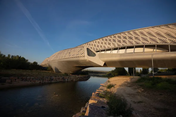 Zaragoza Spagna Gennaio 2019 Padiglione Del Ponte Sul Fiume Ebro — Foto Stock