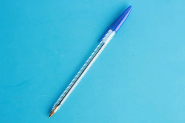 Zaragoza España Septiembre 2018 Bic Cristal Branded Blue Pen — Foto de Stock