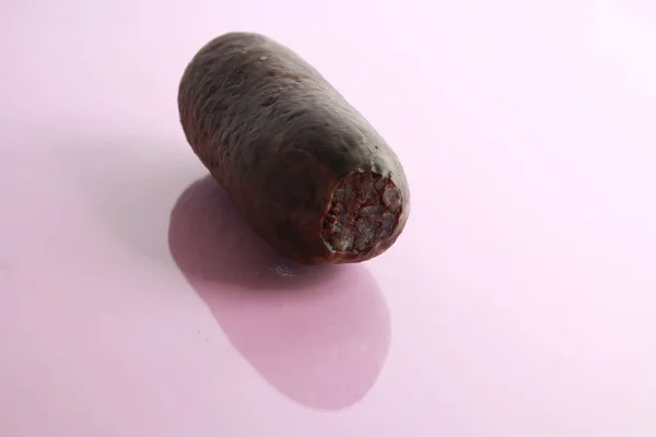 Morcilla Uma Salsicha Base Sangue Coagulado Cozido — Fotografia de Stock