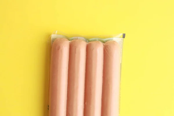 Deliciosas Salsichas Embaladas Plástico — Fotografia de Stock