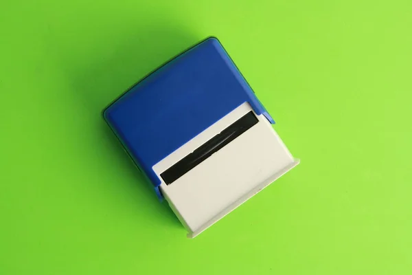 Automatische Inkt Stempel Vervaardigd Blauw Kunststof — Stockfoto