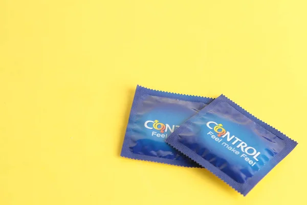 Saragossa Spain September 2018 Latex Condoms Control Brand Nature — Stock Photo, Image