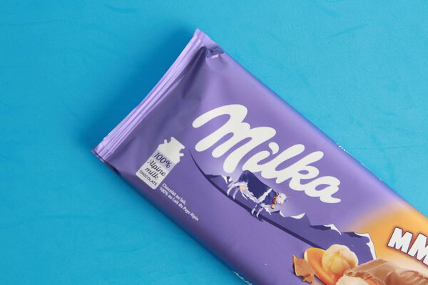 Zaragoza Spain. September 18, 2018, chocolate milka tablet