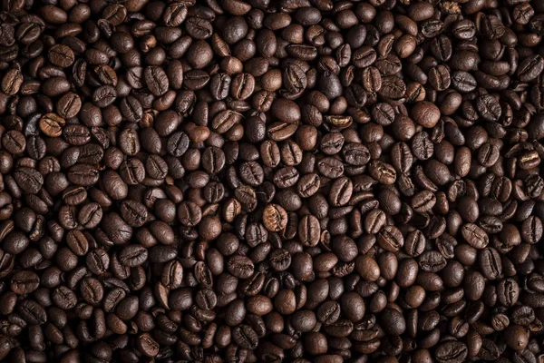 特写视图从上面的新鲜烘焙咖啡豆 — 图库照片