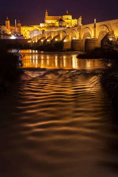 Csodálatos panoráma kilátás nyílik a római hídra és a Mezquita Cordoba g. — Stock Fotó