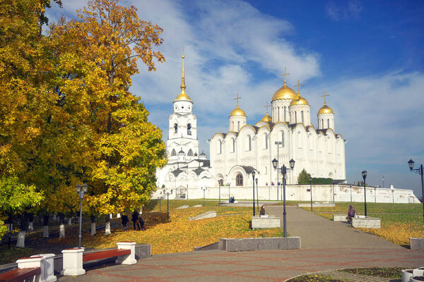 VLADIMIR, RUSSIA - OCTOBER 07, 2018: Assumption church in Vladimir city historic center.