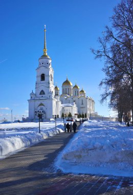 Vladimir, Rusya Federasyonu - Şubat 16.2019: Dormition veya varsayım Katedrali oldu bir anne Kilisesi Ortaçağ Rusya