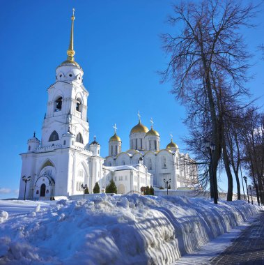 Vladimir, Rusya Federasyonu - Şubat 16.2019: Dormition veya varsayım Katedrali oldu bir anne Kilisesi Ortaçağ Rusya