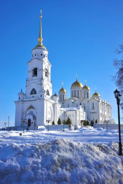Vladimir, Rusya Federasyonu - Şubat 16.2019: Dormition veya varsayım Katedrali oldu bir anne Kilisesi Ortaçağ Rusya