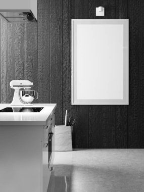 poster mutfak Çağdaş stil, 3d render iç kadar alay