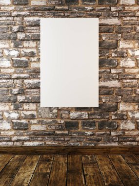 poster vintage hipster taş, duvar duvar, 3d render ile alay