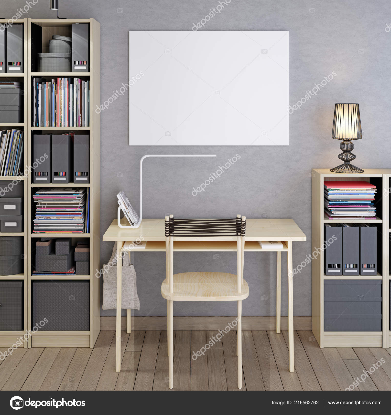 Mockup Blank Poster Display Interior Hipster Style Render