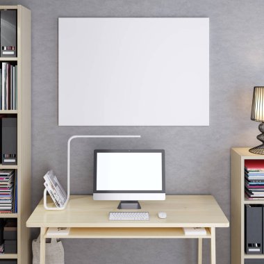 mockup boş ve poster iç hipster stilde görüntüler. 3D render.