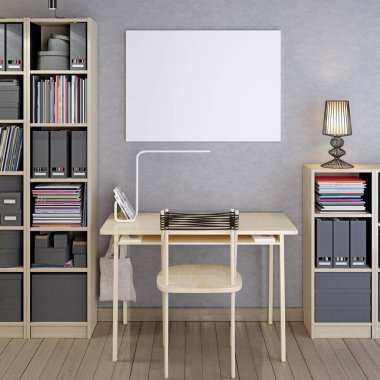 mockup boş ve poster iç hipster stilde görüntüler. 3D render.