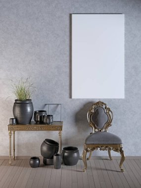 poster vintage klasik tarzı iç alay. 3D render.