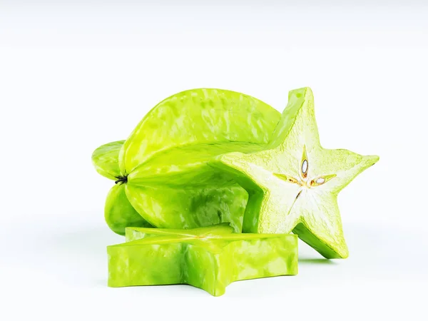 Fruto Verde Una Carambola Fruta Estrella Fruta Estrella Sobre Fondo — Foto de Stock