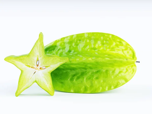 Fruto Verde Una Carambola Fruta Estrella Fruta Estrella Sobre Fondo — Foto de Stock