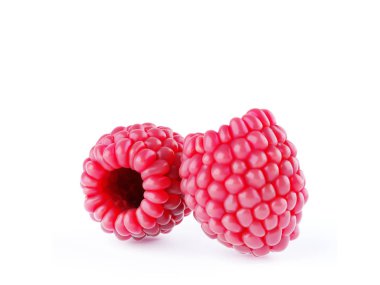 İzole çilek. Kırpma yolu ile beyaz arka plan üzerinde izole iki ahududu meyve. 3D render.