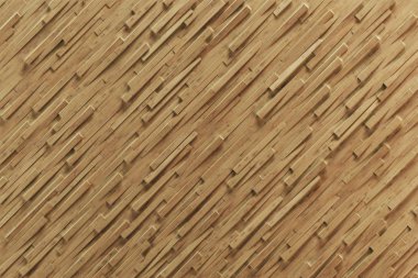 Ahşap Soyut 3d arka plan doku ile yatay çıkıntılı dikdörtgenler. 3D render.