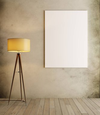 Beyaz moda hipster iç zemin lamba ile alay etmek yukarıya. 3D render.