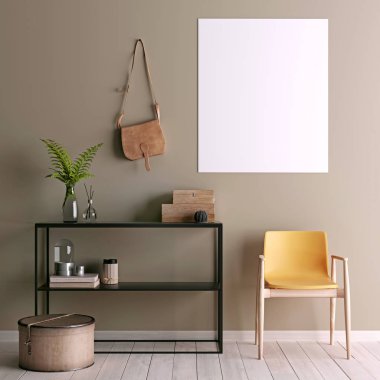 Oda - 3d render, 3d çizim tabloda posterinde kadar alay