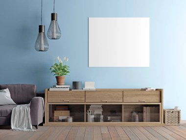 Poster vintage pastel minimalizm iç arka plan, 3d render ile alay