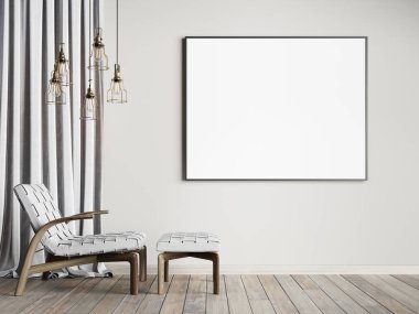 Kadar iç Salon Başkanı ile bir yan sehpa ile ilgili alay et. 3D render.