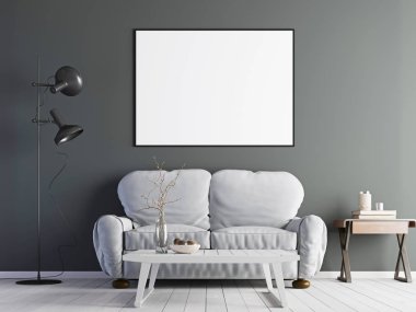 Klasik hipster tavan arası arka planı olan bir poster, 3 boyutlu görüntüleme