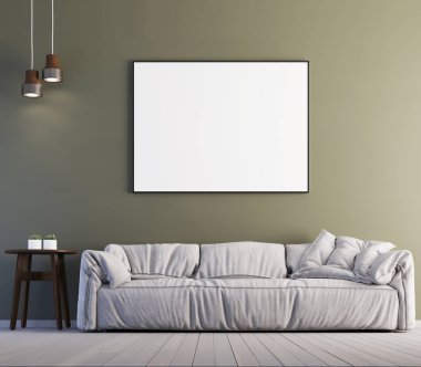 poster çerçevesi iç arka plan, çağdaş bir tarz, 3d render, 3d çizim kadar alay