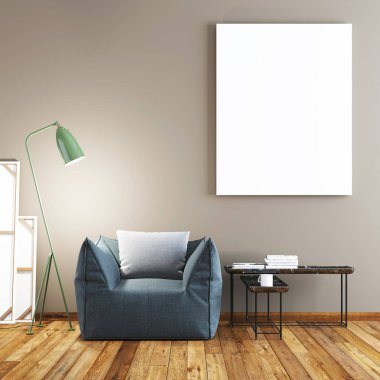 poster vintage pastel hipster minimalizm çatı iç arka plan, 3d render, 3d çizim ile alay