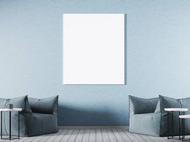 mavi duvar, yenilikçi iç arka plan, 3d render afiş kadar alay