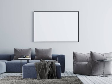 poster çerçevesi hipster iç arka plan, İskandinav tarzı, 3d render, 3d çizim kadar alay