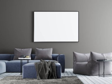 poster çerçevesi hipster iç arka plan, çağdaş bir tarz, 3d render, 3d çizim kadar alay