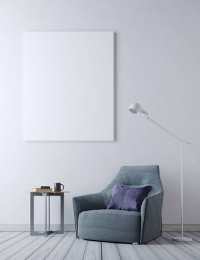 poster çerçevesi hipster iç arka plan, İskandinav tarzı, 3d render, 3d çizim kadar alay