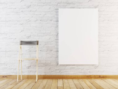 Oda, İskandinav tarzı iç arka plan, 3d render, 3d çizim posterdeki kadar alay