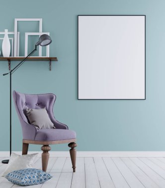 Klasik vintage iç arka plan, 3d render, 3d çizim posterdeki kadar alay