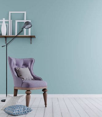 Mockuo Klasik vintage iç arka plan, 3d render, 3d çizim için boş duvar