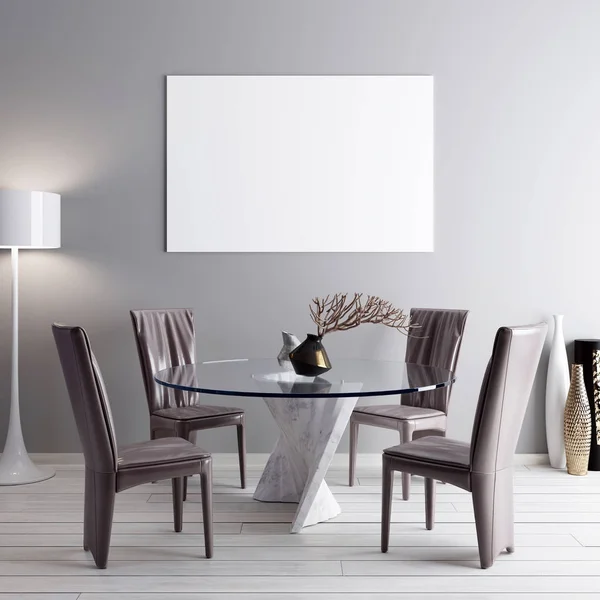 Mock Poster Eetkamer Moderne Achtergrond Render Illustratie — Stockfoto