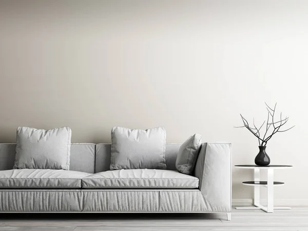 Interior Moderno Sala Estar Concepto Decoración Para Hogar Sofá Blanco —  Fotos de Stock