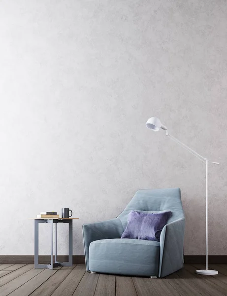 Mock Empty Wall Modern Interior Background Scandinavian Style Render Illustration — Stock Photo, Image